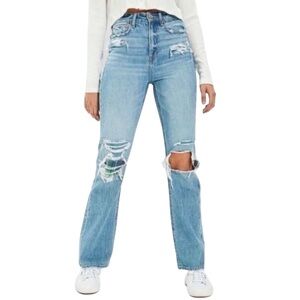 American Eagle women’s Highest Rise 90s Flare Jeans ripped size 4 short